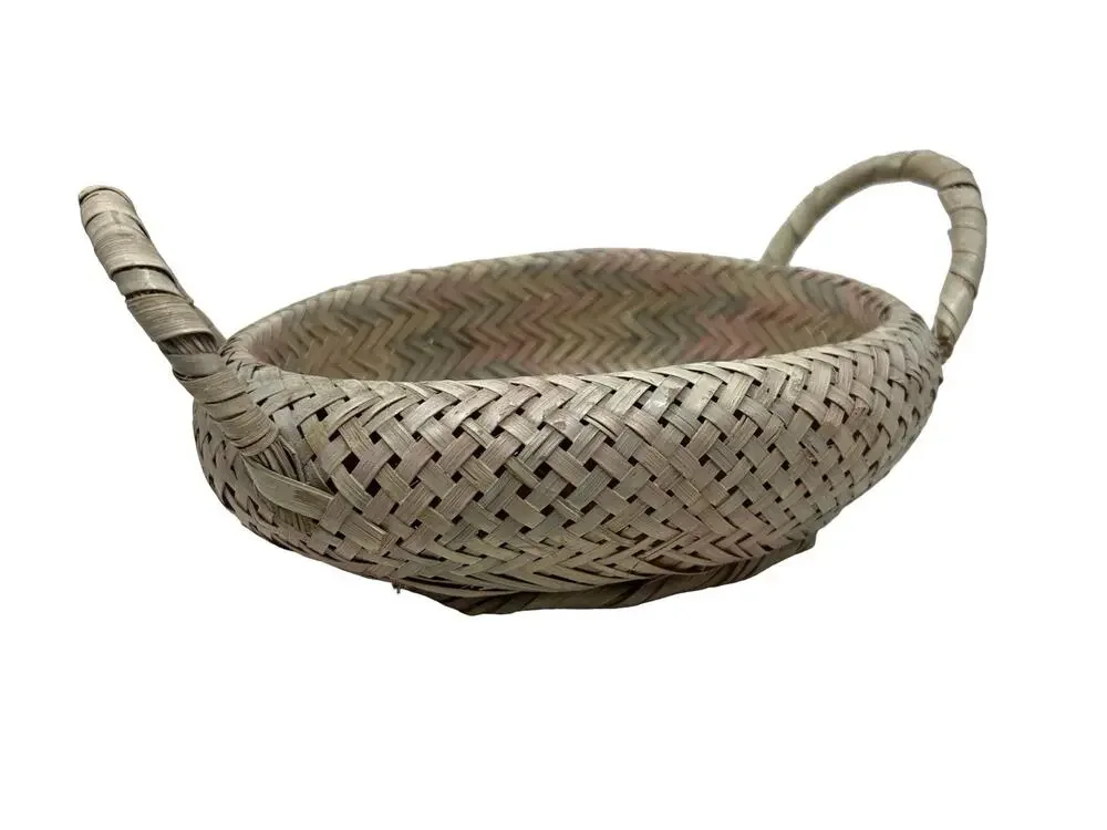 Vintage 1980's Woven Basket Storage Pastel Ben Rickert Handles 12